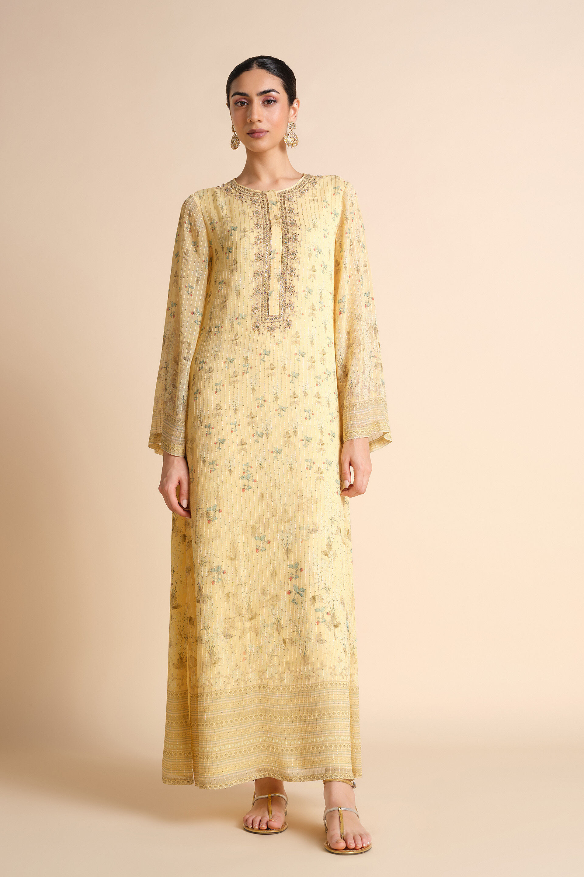 Hana Printed Kaftan - Yellow